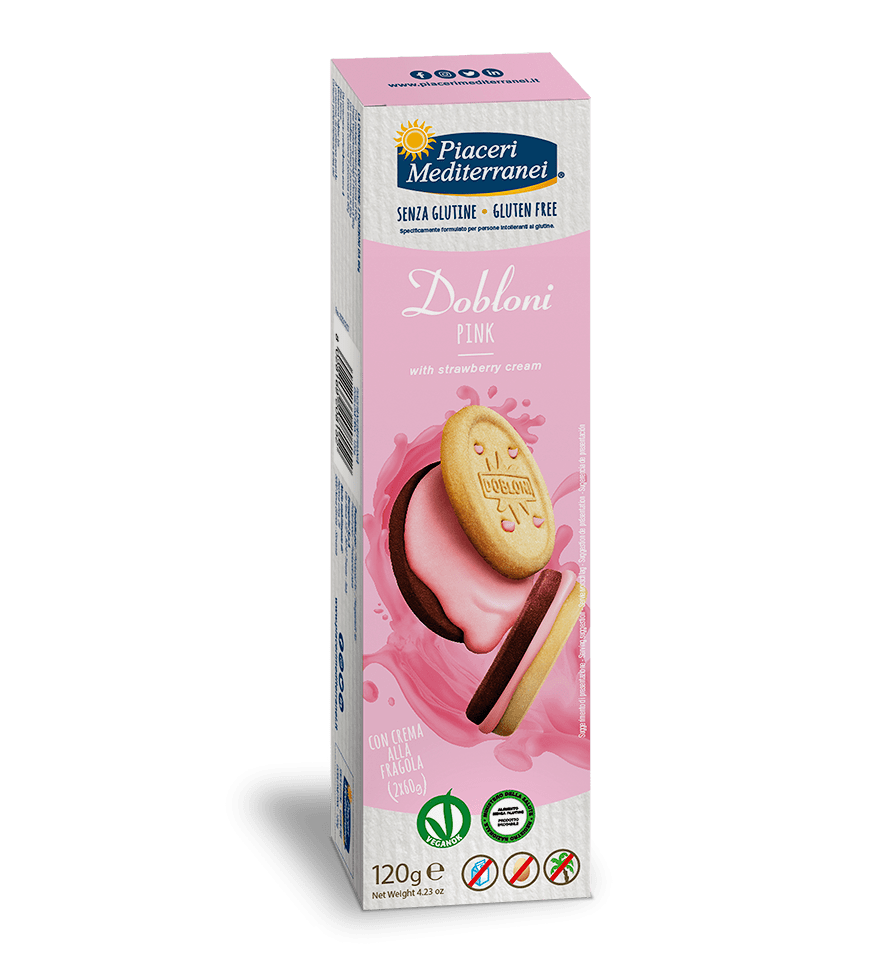 Biscotti dobloni pink con crema alla fragola Piaceri Mediterranei